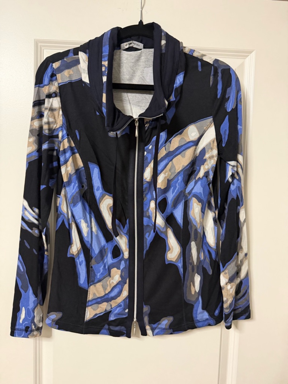 Blue Abstract Zip-Front Jacket - Picture 2 of 5